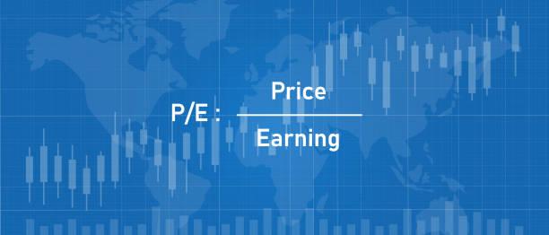 PE price to earning ratio number value in stock market company vector